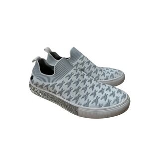 Bernie Mev New York Grey Houndstooth Rhinestone Comfort Slip On Sneakers 38